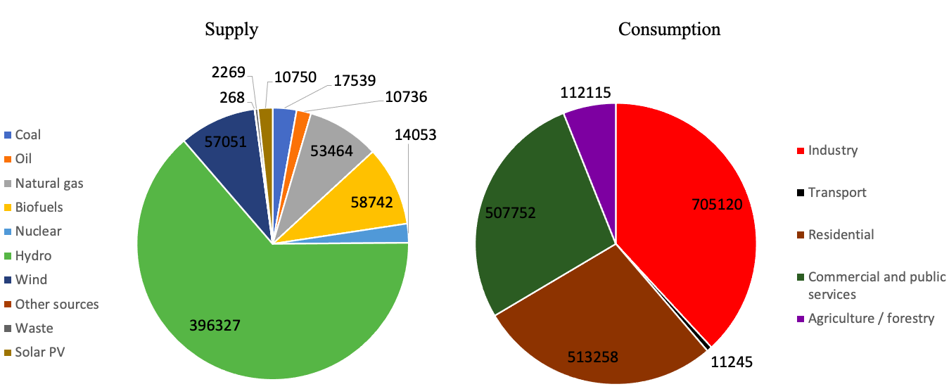 Figure 7 – Brazilian electrical balance by source in 2020. Source: Based on IEA (2022).